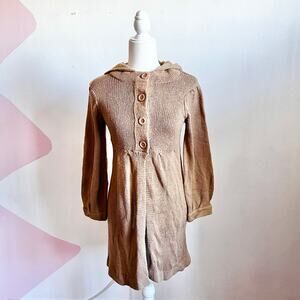 Vintage Brown Babydoll Long Cardigan Cottagecore‎ Y2K 2000s Academia Medium